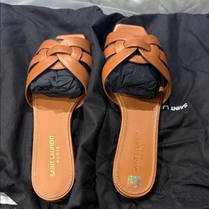 Saint Laurent Women's Brown Leather Sandals